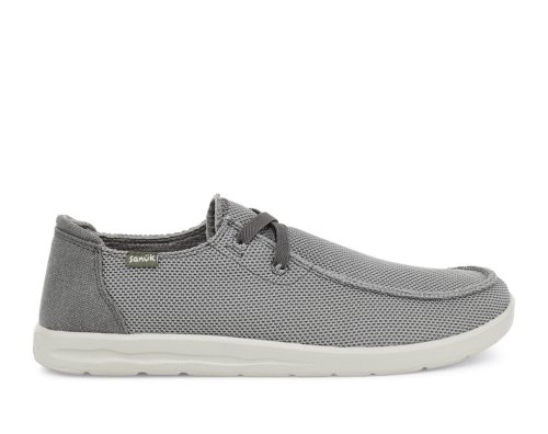 Sanuk Mens Shaka Mesh No-tie Grey Sneakers | OBUNDK452